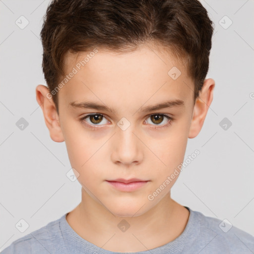 Neutral white child male with short  brown hair and brown eyes