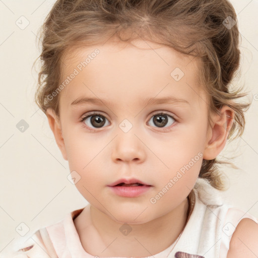 Neutral white child female with medium  brown hair and brown eyes