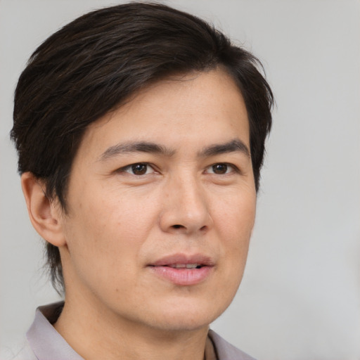 Neutral white young-adult male with medium  brown hair and brown eyes