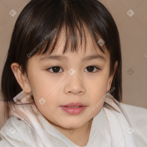 Neutral white child female with medium  brown hair and brown eyes