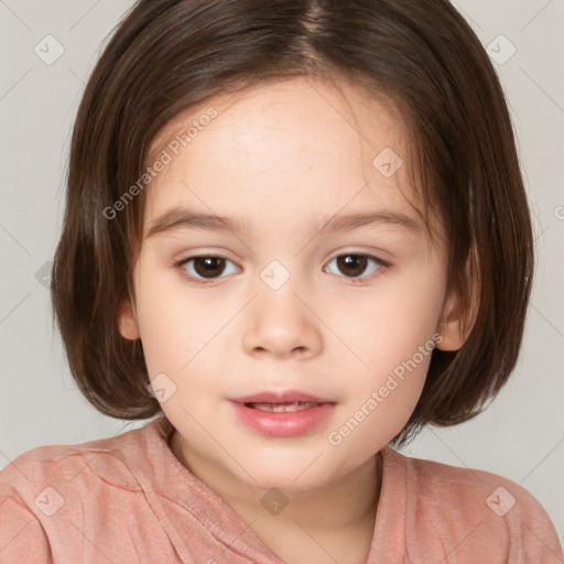 Neutral white child female with medium  brown hair and brown eyes