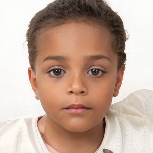 Neutral white child female with short  brown hair and brown eyes