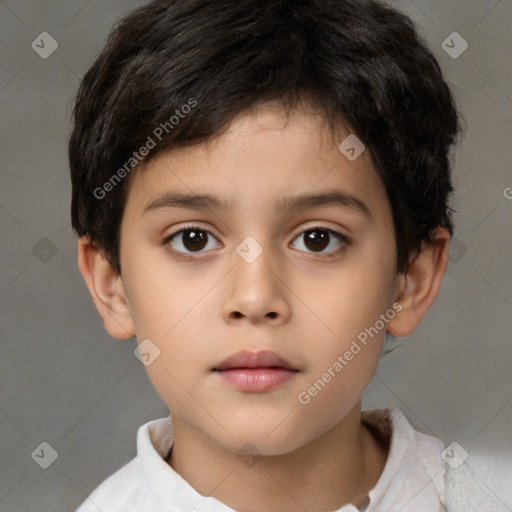 Neutral white child male with short  brown hair and brown eyes