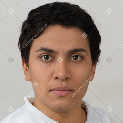 Neutral asian young-adult male with short  brown hair and brown eyes