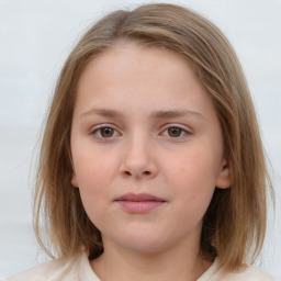 Neutral white child female with medium  brown hair and brown eyes