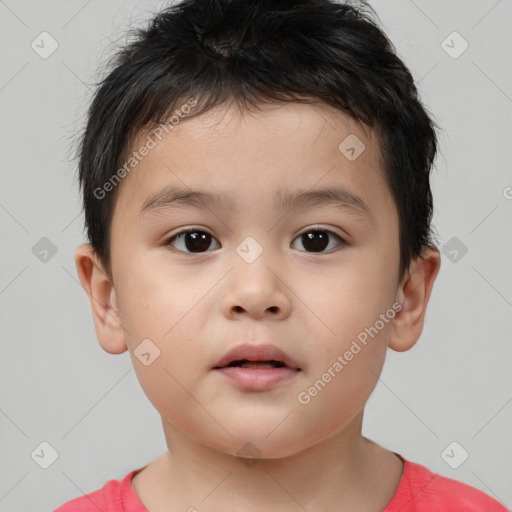 Neutral white child male with short  brown hair and brown eyes