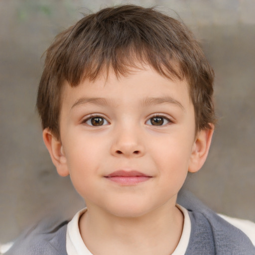 Neutral white child male with short  brown hair and brown eyes