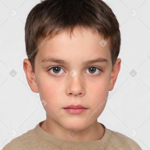 Neutral white child male with short  brown hair and brown eyes