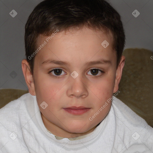 Neutral white child female with short  brown hair and brown eyes