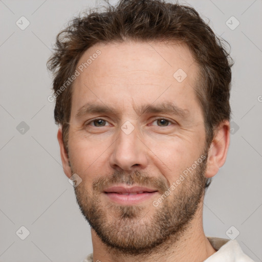 Neutral white adult male with short  brown hair and brown eyes