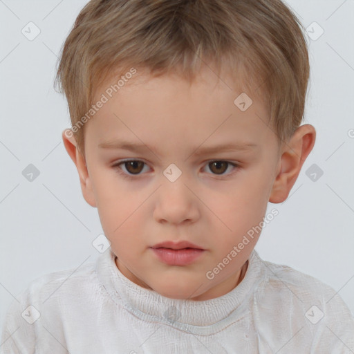 Neutral white child male with short  brown hair and brown eyes