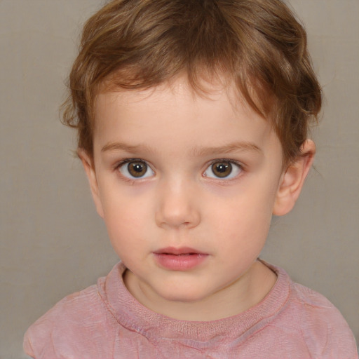 Neutral white child male with short  brown hair and brown eyes