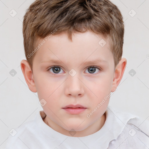 Neutral white child male with short  brown hair and brown eyes