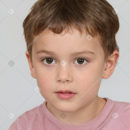 Neutral white child male with short  brown hair and brown eyes