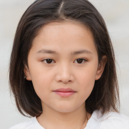 Neutral white child female with medium  brown hair and brown eyes