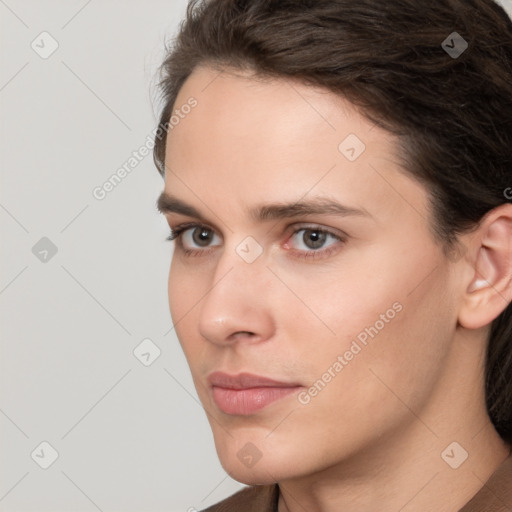 Neutral white young-adult male with medium  brown hair and brown eyes