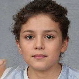 Neutral white child female with short  brown hair and brown eyes