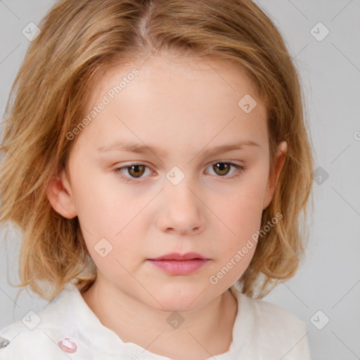 Neutral white child female with medium  brown hair and brown eyes