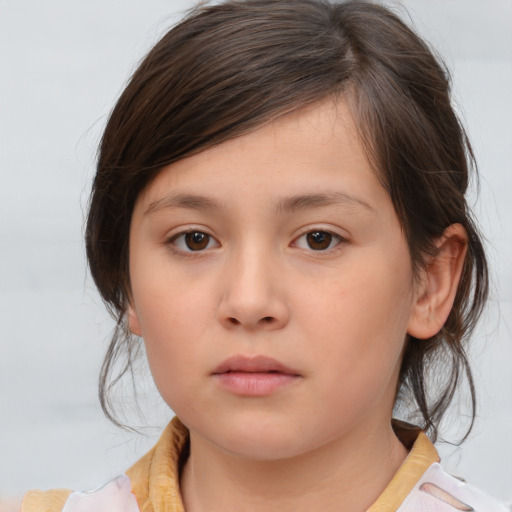 Neutral white child female with medium  brown hair and brown eyes