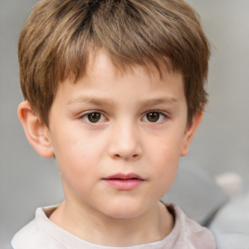 Neutral white child male with short  brown hair and brown eyes