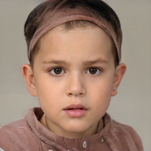 Neutral white child female with short  brown hair and brown eyes