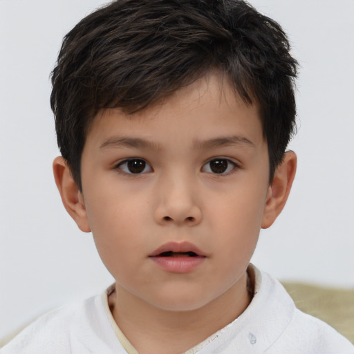 Neutral asian child male with short  brown hair and brown eyes