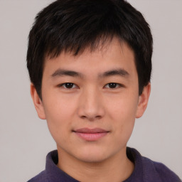 Neutral asian young-adult male with short  brown hair and brown eyes