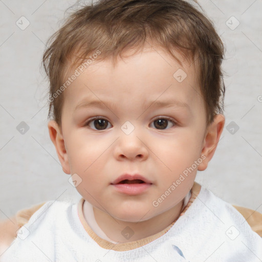 Neutral white child male with short  brown hair and brown eyes