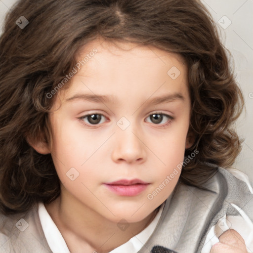 Neutral white child female with medium  brown hair and brown eyes