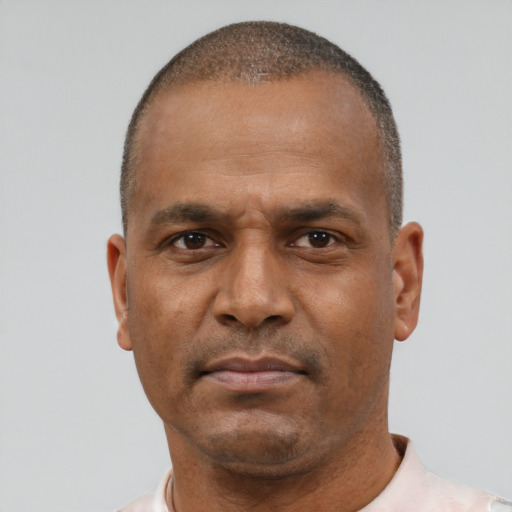 Neutral latino adult male with short  brown hair and brown eyes