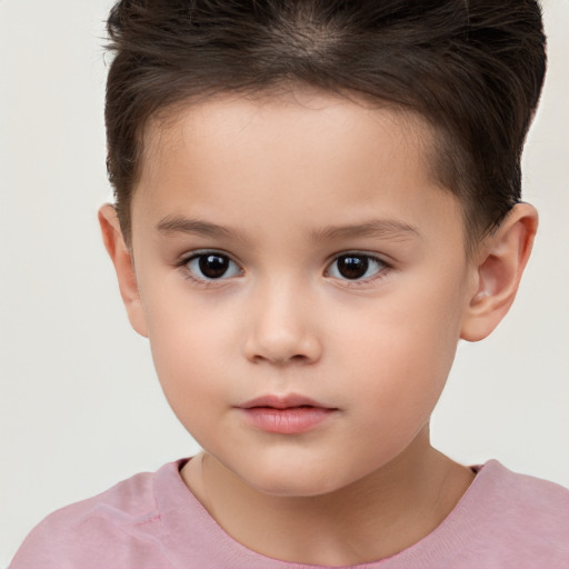 Neutral white child male with short  brown hair and brown eyes