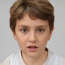 Neutral white child female with short  brown hair and brown eyes