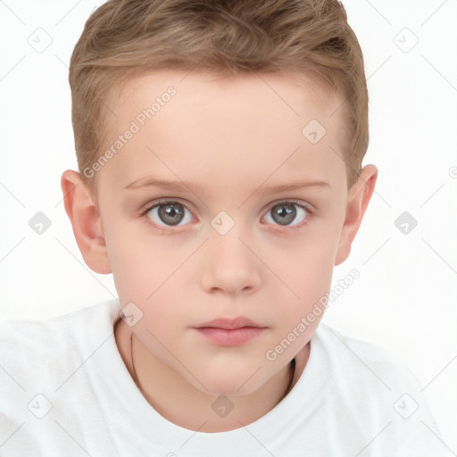 Neutral white child female with short  brown hair and brown eyes