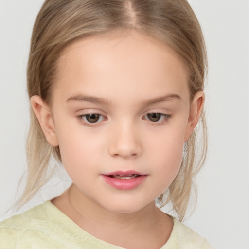 Neutral white child female with medium  brown hair and brown eyes