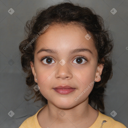 Neutral white child female with medium  brown hair and brown eyes