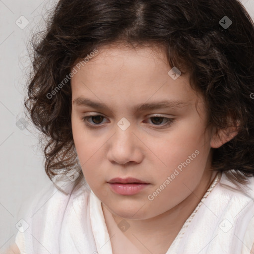 Neutral white child female with medium  brown hair and brown eyes