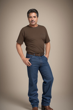 Hispanic middle-aged male with  brown hair