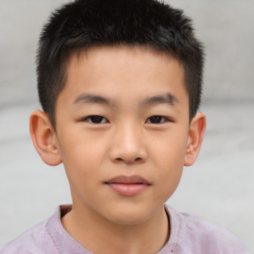 Neutral asian child male with short  brown hair and brown eyes