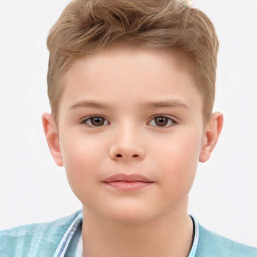 Neutral white child male with short  brown hair and brown eyes