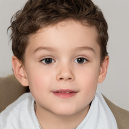 Neutral white child male with short  brown hair and brown eyes