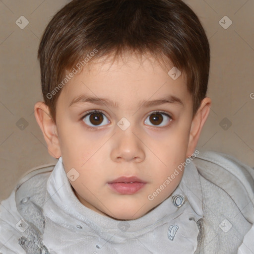 Neutral white child male with short  brown hair and brown eyes