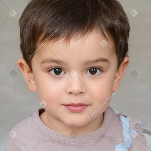 Neutral white child male with short  brown hair and brown eyes