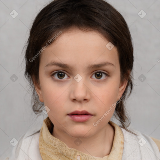 Neutral white child female with medium  brown hair and brown eyes