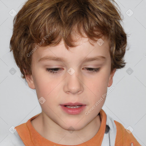 Neutral white child male with short  brown hair and brown eyes