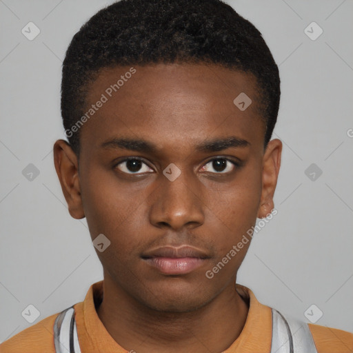 Neutral latino young-adult male with short  brown hair and brown eyes