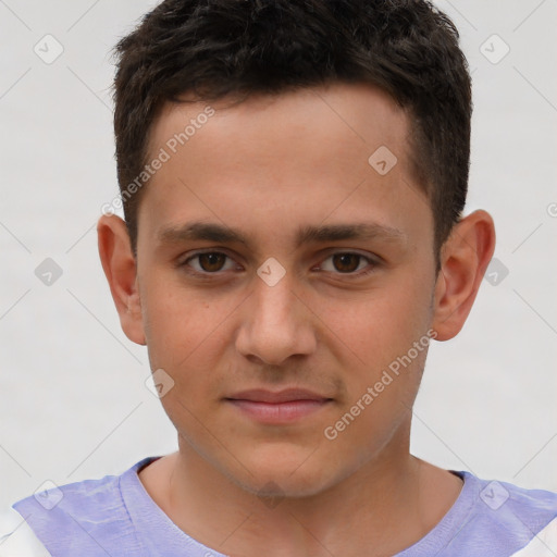 Neutral white child male with short  brown hair and brown eyes