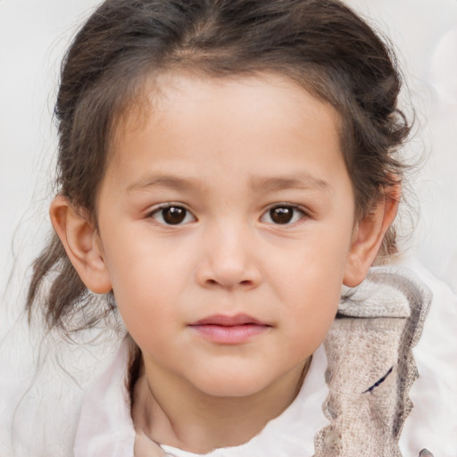 Neutral white child female with medium  brown hair and brown eyes