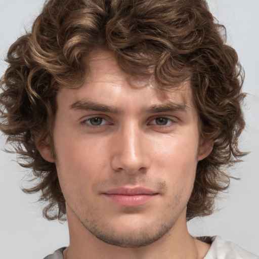 Neutral white young-adult male with medium  brown hair and brown eyes