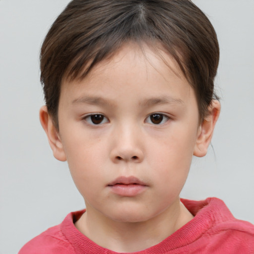 Neutral white child female with short  brown hair and brown eyes