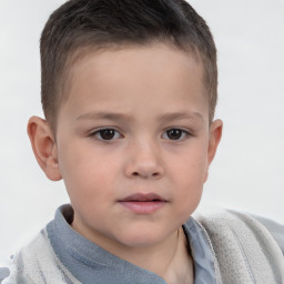 Neutral white child male with short  brown hair and brown eyes